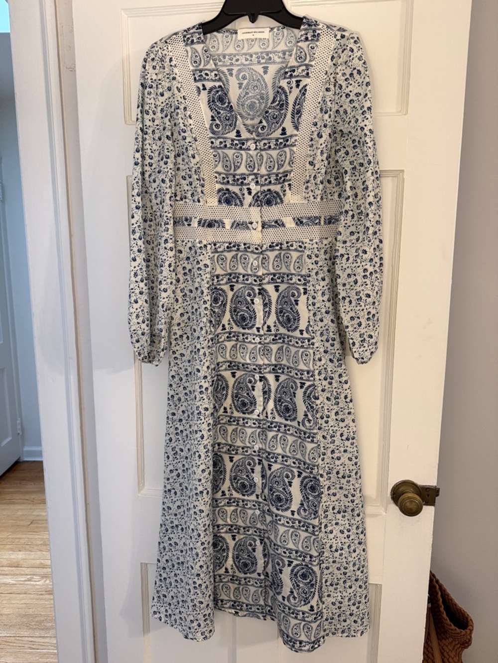 Goodnight Macaroon Blue & White Paisley Midi Dress